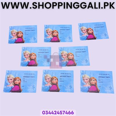 Frozen Invitation Cards - 4 Inch By 3 Inch - Invitation Cards - Frozen Theme - Blue - Girls - Pack Of 8