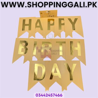 PEACH COLOR 13-CARD HAPPY BIRTHDAY BANNER WITH RIBBON
