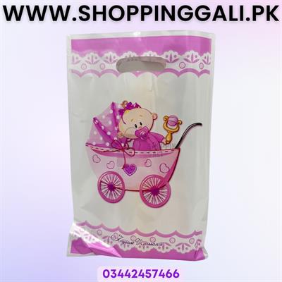 Baby Girl In A Carriage Goody Bags - 10 x 6 Inch - Gift Bags - Baby Girl Theme - Pink - Girls - Pack Of 10