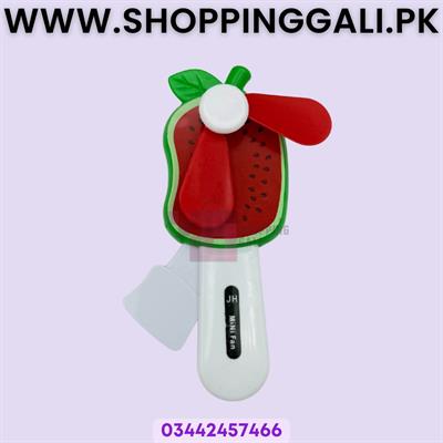 Manual Press Hand Fan Watermelon Red - Mini Toy Fan - Multicolor - Unisex Kids - Pack Of 1
