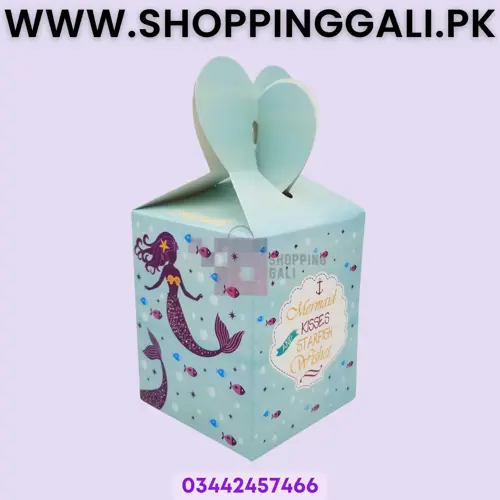 Mermaid Goody Box - 7 x 4 Inch - Gift Box - Mermaid Theme - Sea Green - Girls - Pack Of 10