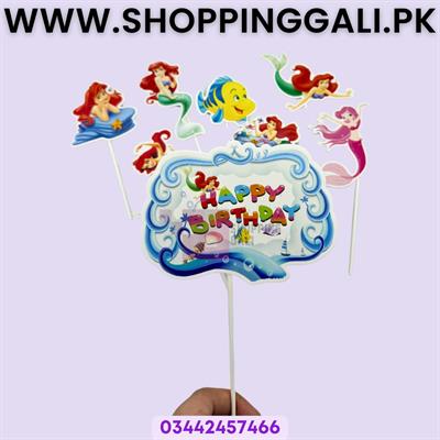 Mermaid Theme Cake Toppers - Cake Toppers - Multi Colors - Girls Theme - Pack Of 8 Cake Toppers