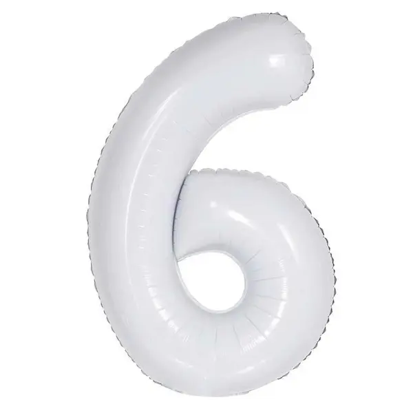 6 Number Foil Balloons In White Color - 40 Inch In Size