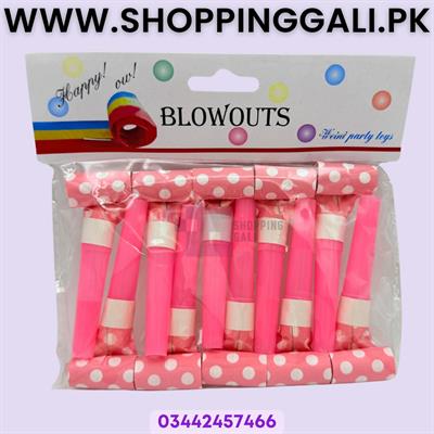 Pink Polka Dot Party Whistles - 10 Pcs Set