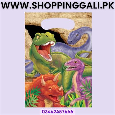 Dinosaur Goody Bags - 10 x 6 Inch - Gift Bags - Dinosaur Theme - Green - Unisex - Pack Of 10