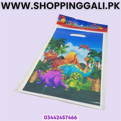 Dinosaur Goody Bags - 10 x 6 Inch - Gift Bags - Dinosaur Theme - Green - Multicolors - Pack Of 10