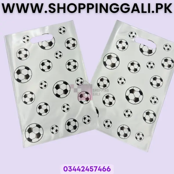 Football Goody Bags - 10 Inch x 6.5 Inch - Gift Bags - White - Boy - Pack Of 10