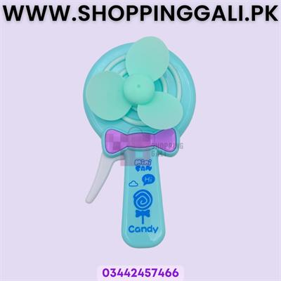 Manual Press Hand Fan Light Blue - Mini Toy Fan - Multicolor - Unisex Kids - Pack Of 1