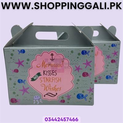 Mermaid Goody Box - 6.5 x 7 x 3.5 Inch - Gift Box - Mermaid Theme - Sea Green - Girls - Pack Of 10