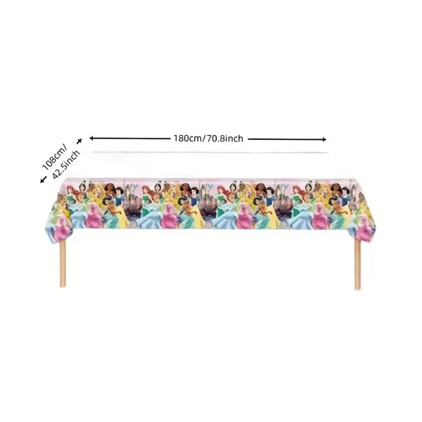 Princess Table Cover - 108 cm x 180 cm - Disposable Tablecloth - Multicolors - Girls - Pack Of 1