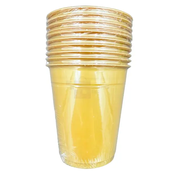 GOLDEN COLOR PLASTIC PARTY CUPS 250 ML CUPS ( PACK OF 10 CUPS )