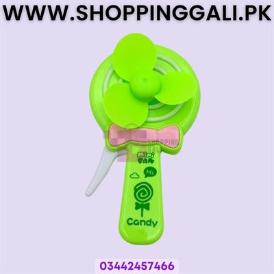 Manual Press Hand Fan Green - Mini Toy Fan - Multicolor - Unisex Kids - Pack Of 1