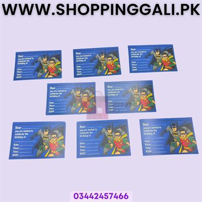 Batman And Robin Invitation Cards - 4 Inch By 3 Inch - Invitation Cards - Batman Theme - Blue - Boys - Pack Of 8