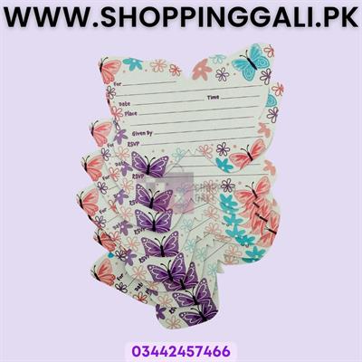 Butterfly Invitation Cards - 4 Inch By 3 Inch - Invitation Cards - Butterfly Theme - Multicolors - Unisex - Pack Of 8