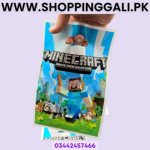 Minecraft Goody Bags - 10 Inch x 6.5 Inch - Gift Bags - Blue - Unisex - Pack Of 10