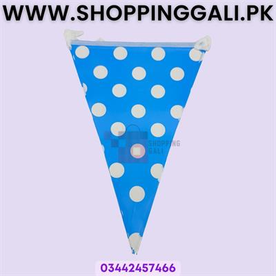 Polka Dot Buntings - 12 Inch Height 60 Inch Length - Light Blue - Unisex - Pack Of 10