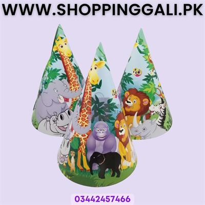 Jungle Birthday Caps - Standard - Party Caps - Green - Unisex - Jungle Theme - Pack Of 10