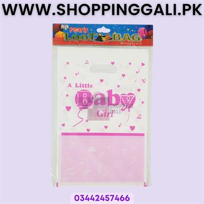 A Little Baby Girl Goody Bags - 10 x 6 Inch - Gift Bags - Pink - Girls - Pack Of 10