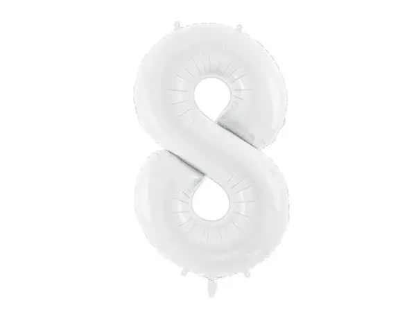 8 Number Foil Balloons In White Color - 40 Inch In Size