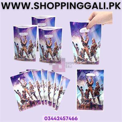 Fortnite Goody Bags - 10 x 6 Inch - Gift Bags - Fortnite Theme - Blue - Unisex - Pack Of 10