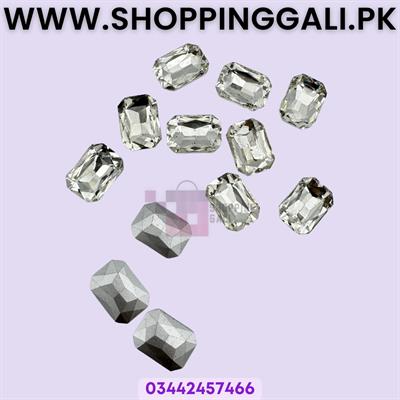 Silver Color Stones - 1.8 cm in size - Silver Color - Rectangle Shape - Pack Of 67 Stones