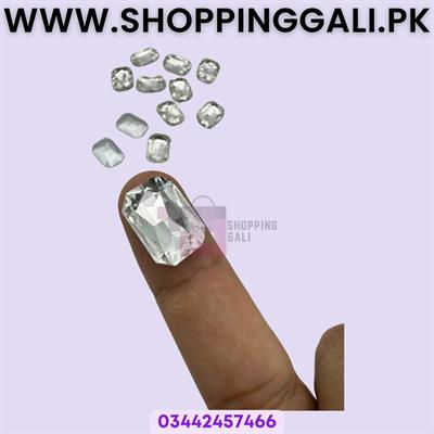 Silver Color Stones - 1.8 cm in size - Silver Color - Rectangle Shape - Pack Of 67 Stones