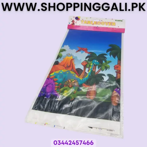 DINOSAUR TABLE COVER IN GREEN COLOR ( 108 CM X 180 CM )
