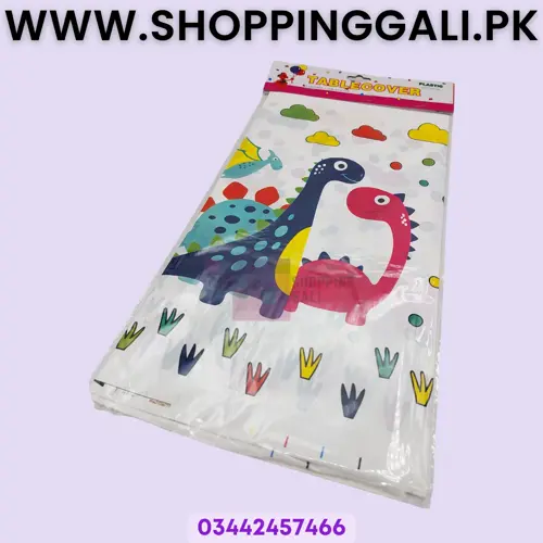 DINOSAUR TABLE COVER IN WHITE COLOR ( 108 CM X 180 CM )