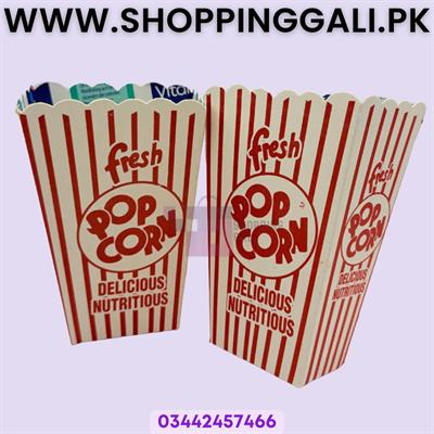 Popcorn Boxes - 5.5 Inch By 3.5 Inch - White Red Lines Popcorn Boxes - Pack Of 25 Popcorn Box