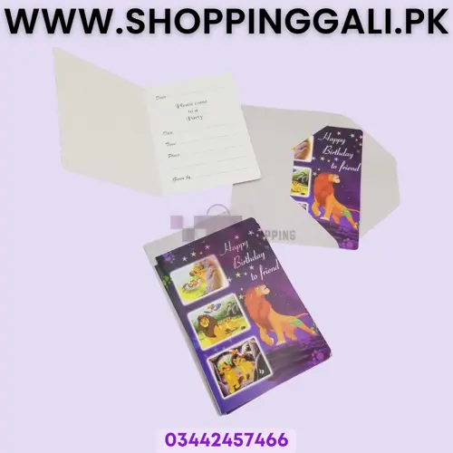 Lion King Invitation Cards - 5 Inch By 4 Inch - Invitation Cards - Purple Color - Pack Of 5