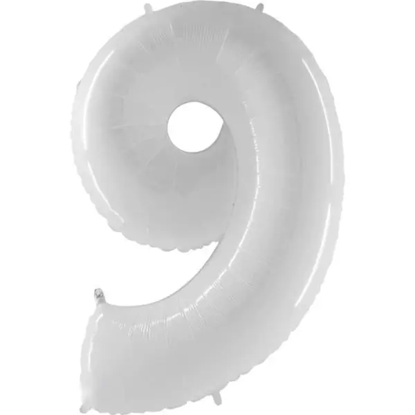 9 Number Foil Balloons In White Color - 40 Inch In Size