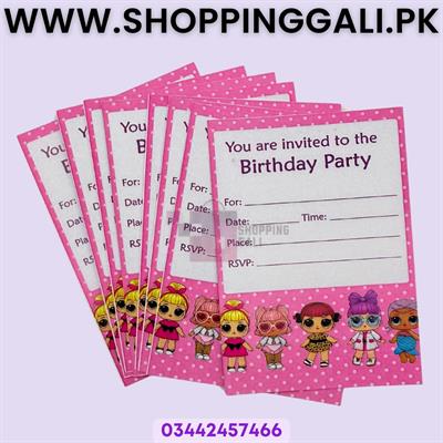 Lol Surprise Invitation Cards - 4 Inch By 3 Inch - Invitation Cards - Lol Surprise Theme - Pink - Girls - Pack Of 8