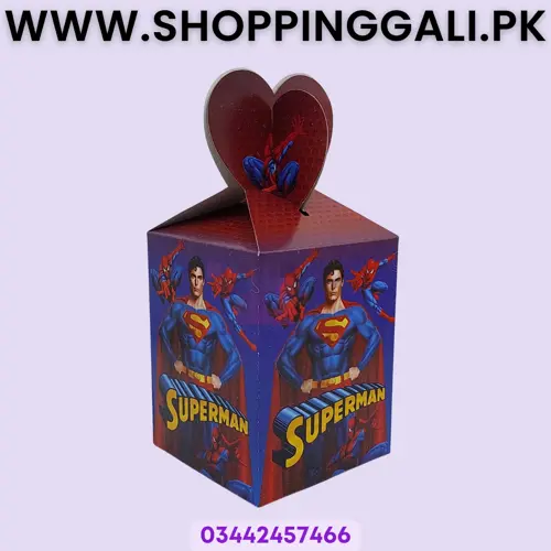 Superman Goody Box - 7 x 4 Inch - Gift Box - Superman Theme - Blue - Boys - Pack Of 10
