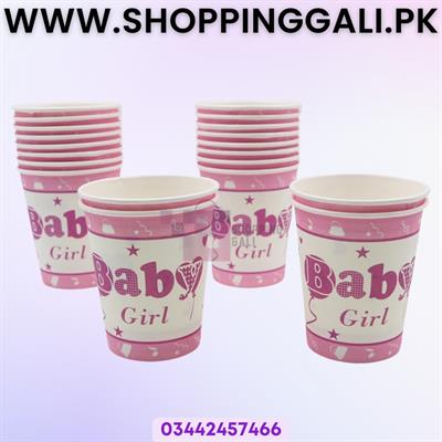 A Little Baby Girl Paper Cups - Paper Cups - Pink - Pack Of 10