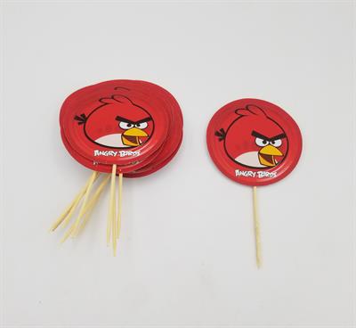 ANGRY BIRDS CUPCAKE TOPPERS IN RED COLOR ( PACK OF 10 CUPCAKE TOPPERS )