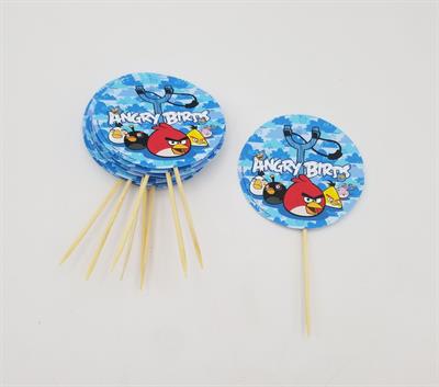 ANGRY BIRDS CUPCAKE TOPPERS IN BLUE COLOR ( PACK OF 10 CUPCAKE TOPPERS )