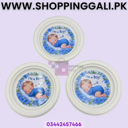Baby Boy Paper Plates - 7 inch - Paper Plates -Baby Boy Theme - Blue - Boys - Pack Of 10