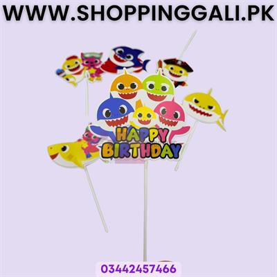 Baby Shark Theme Cake Toppers - Cake Toppers - Multi Colors - Girls Theme - Pack Of 6 Cake Toppers