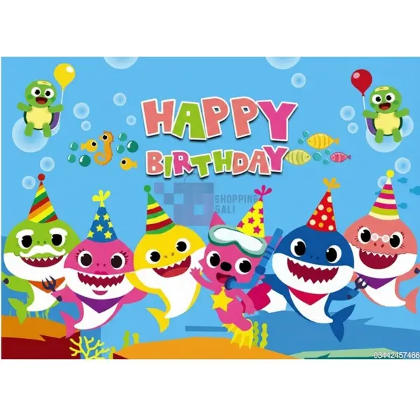 Baby Shark Banner - 36 Inch By 24 Inch - Birthday Banner - Baby Shark Themed Party - Blue - Unisex - Pack Of 1