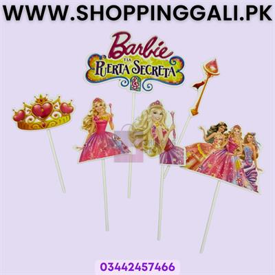 Barbie Theme Cake Toppers - Cake Toppers - Pink Colors - Girls Theme - Pack Of 6 Cake Toppers