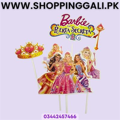 Barbie Theme Cake Toppers - Cake Toppers - Pink Colors - Girls Theme - Pack Of 6 Cake Toppers