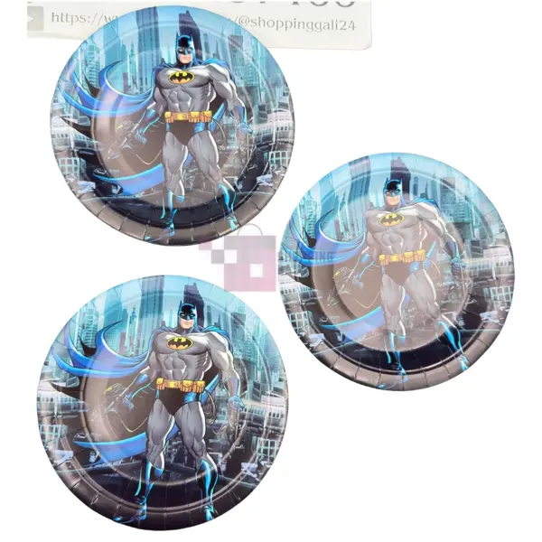 Batman Paper Plates - 7 inch - Batman Themed Party - Black - Boy - Pack Of 10 Plates