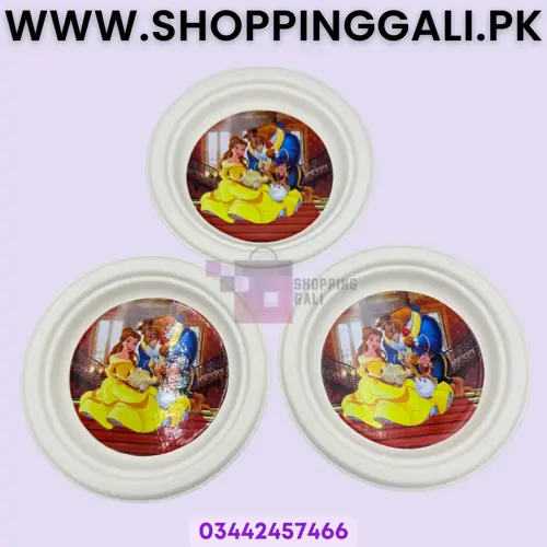 Beauty And The Beast Paper Plates - 7 inch - Paper Plates -Beauty And The Beast Theme - Yellow - Girls - Pack Of 10