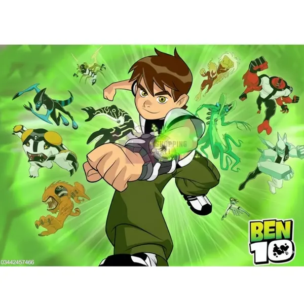 Ben 10 Banner - 36 Inch By 24 Inch - Birthday Banner - Ben 10 Themed Party - Green - Boys - Pack Of 1