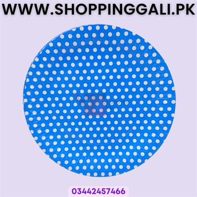 Blue Polka Dot Paper Plates - 9 Inch - Pack of 10