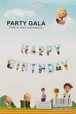 BOSS BABY THEME HAPPY BIRTHDAY WORD BANNER WITH RIBBON LACE