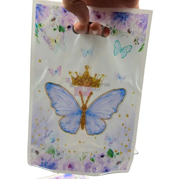 Butterfly Goody Bags - 10 Inch x 6.5 Inch - Gift Bags - Blue - Girls - Pack Of 10