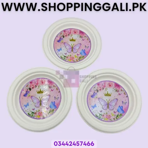 Butterfly Paper Plates - 7 inch - Paper Plates -Butterfly Theme - Pink - Girls - Pack Of 10