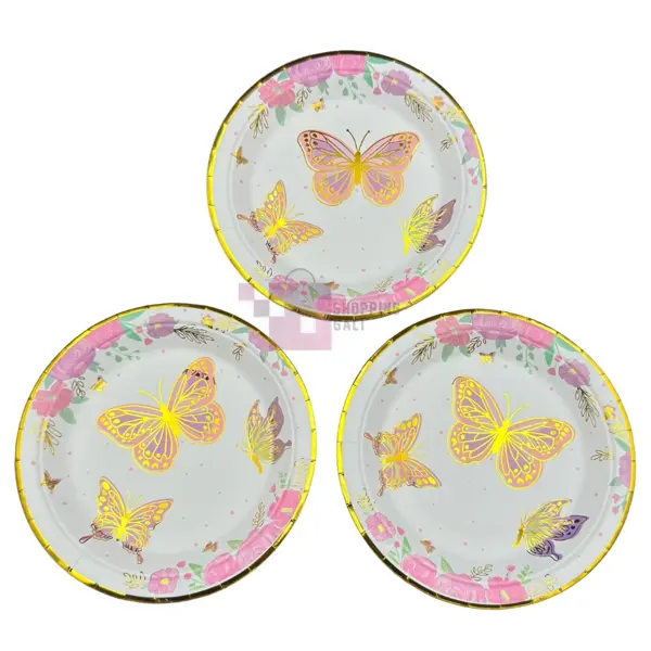 Butterfly Paper Plates - 7 inch - Butterfly Themed Party - White - Girls - Pack Of 10