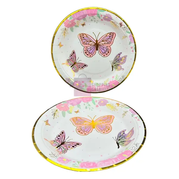 Butterfly Paper Plates - 7 inch - Butterfly Themed Party - White - Girls - Pack Of 10